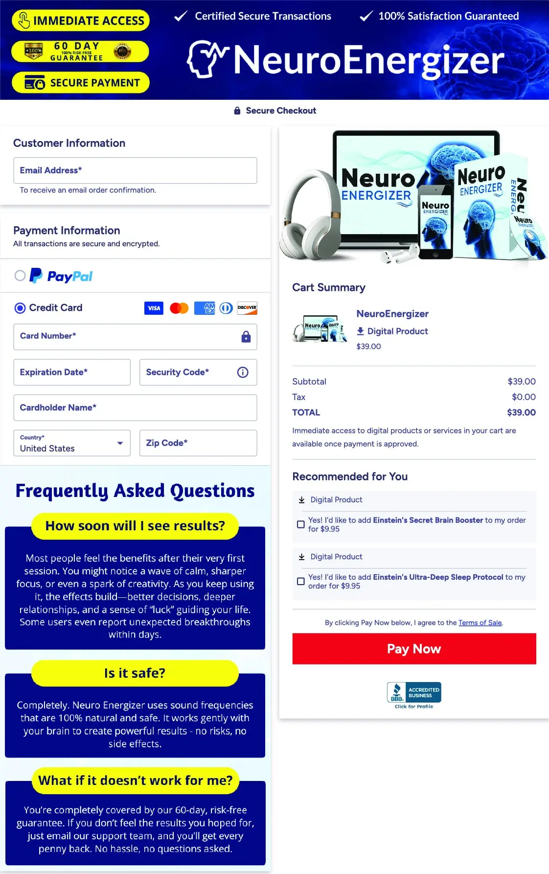 Neuro Energizer Checkout Page